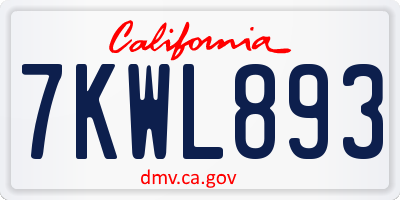 CA license plate 7KWL893