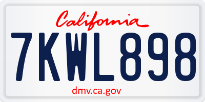 CA license plate 7KWL898