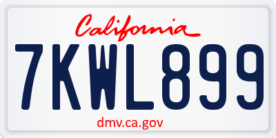CA license plate 7KWL899