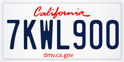 CA license plate 7KWL900