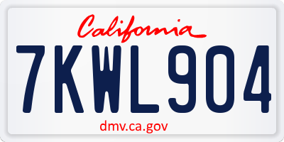 CA license plate 7KWL904