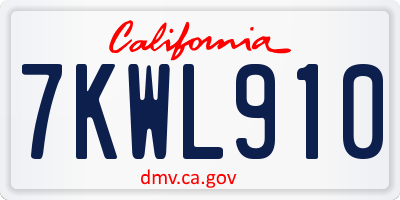 CA license plate 7KWL910