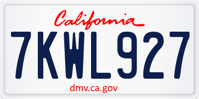 CA license plate 7KWL927