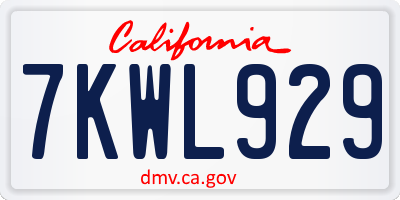 CA license plate 7KWL929