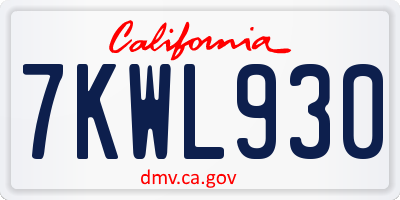 CA license plate 7KWL930