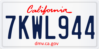 CA license plate 7KWL944