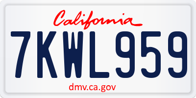 CA license plate 7KWL959