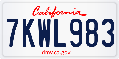 CA license plate 7KWL983