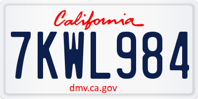 CA license plate 7KWL984