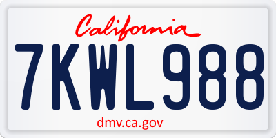 CA license plate 7KWL988