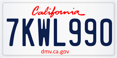 CA license plate 7KWL990
