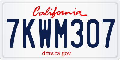 CA license plate 7KWM307