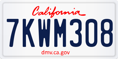 CA license plate 7KWM308