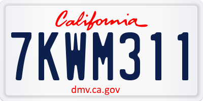 CA license plate 7KWM311