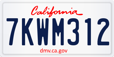 CA license plate 7KWM312