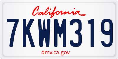 CA license plate 7KWM319