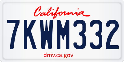 CA license plate 7KWM332