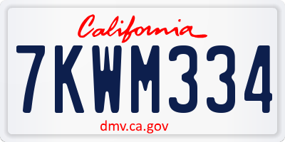 CA license plate 7KWM334