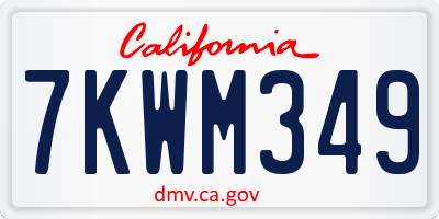 CA license plate 7KWM349