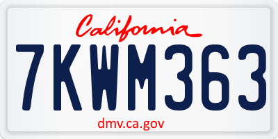 CA license plate 7KWM363