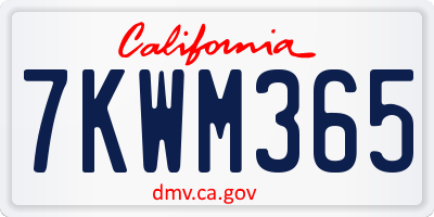 CA license plate 7KWM365