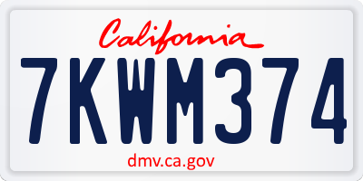 CA license plate 7KWM374