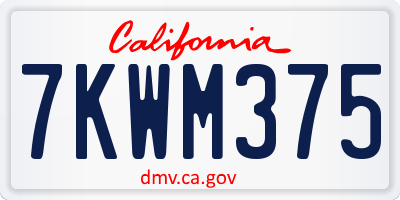 CA license plate 7KWM375