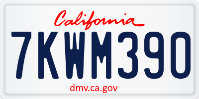 CA license plate 7KWM390