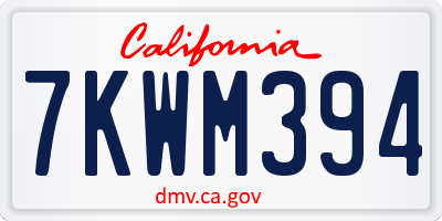 CA license plate 7KWM394