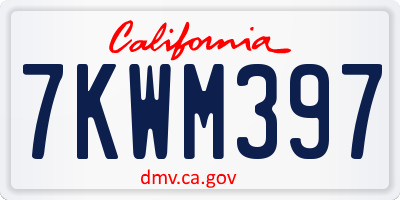 CA license plate 7KWM397
