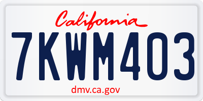 CA license plate 7KWM403
