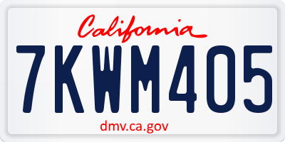 CA license plate 7KWM405