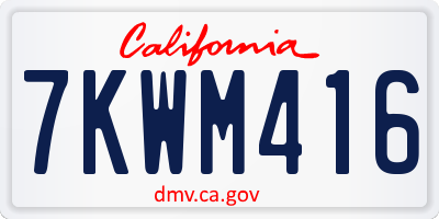 CA license plate 7KWM416
