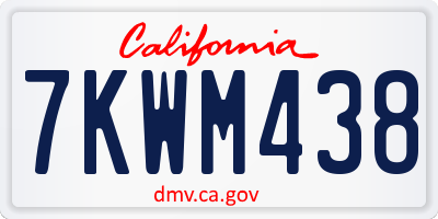 CA license plate 7KWM438