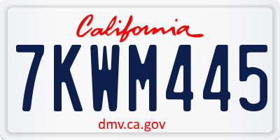 CA license plate 7KWM445