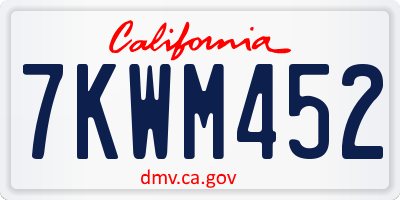 CA license plate 7KWM452
