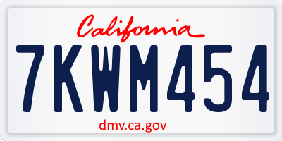 CA license plate 7KWM454