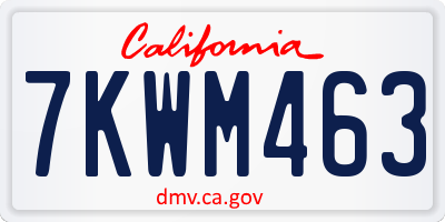 CA license plate 7KWM463