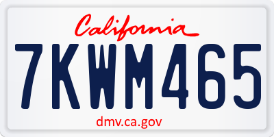 CA license plate 7KWM465