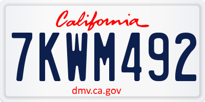 CA license plate 7KWM492