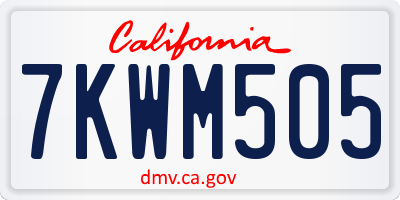 CA license plate 7KWM505