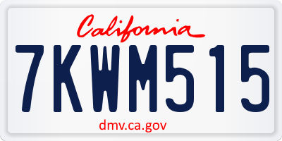 CA license plate 7KWM515