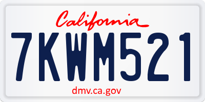 CA license plate 7KWM521