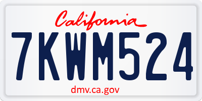 CA license plate 7KWM524