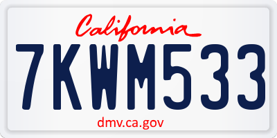 CA license plate 7KWM533