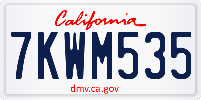 CA license plate 7KWM535