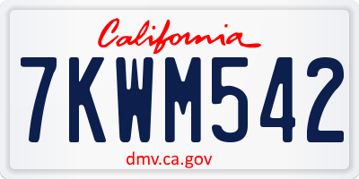 CA license plate 7KWM542