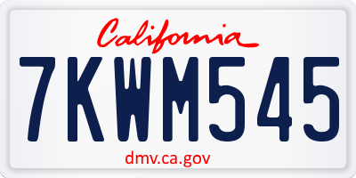 CA license plate 7KWM545