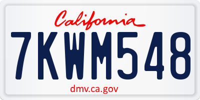 CA license plate 7KWM548