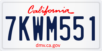 CA license plate 7KWM551